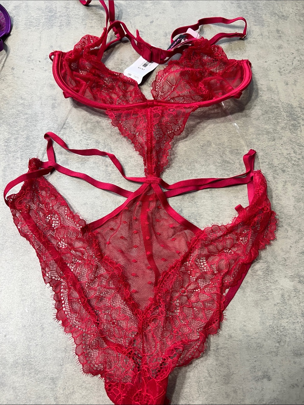 La SENZA Red Lace Strappy Teddy Bodysuit